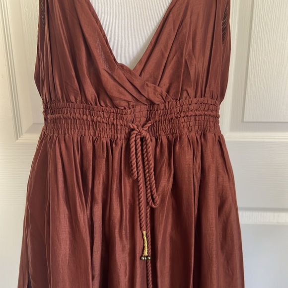 Banana Republic Rust Brown Embroidered Dress Womens Sz 14 - Picture 3 of 16